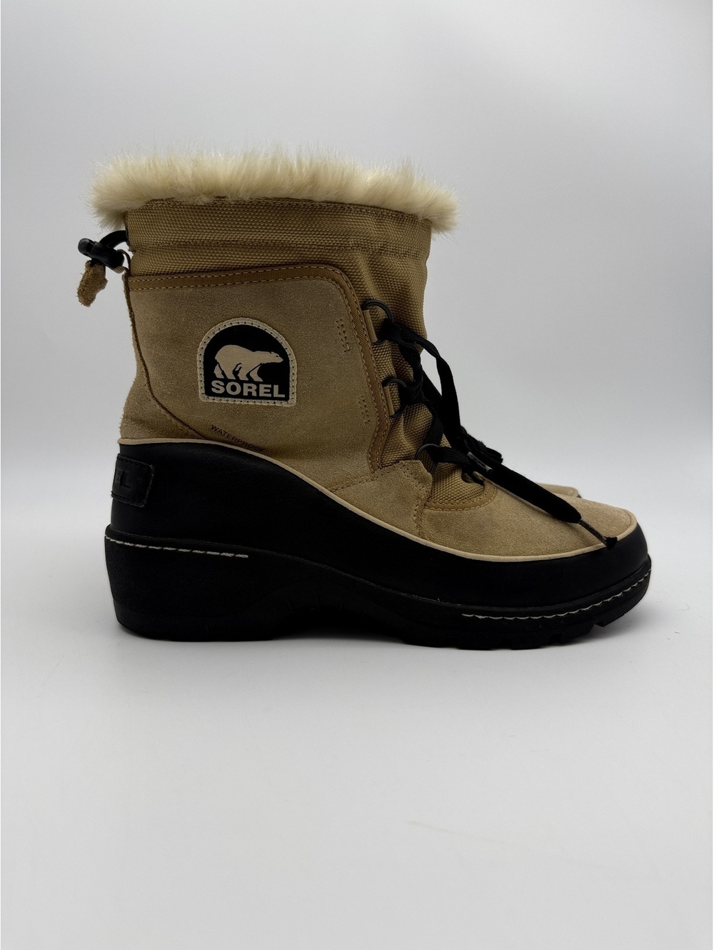Sorel Tivoli III Womens Waterproof Winter Boots Curry Suede Faux Fur Size 9.5